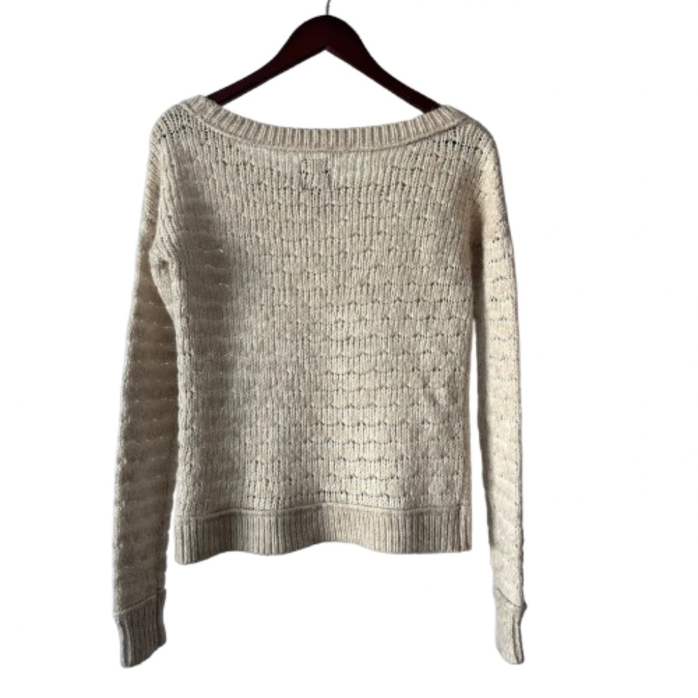 American Eagle Outfitters Women's M Creamy Sleeved Scooped Neck Knit Sweater Top - Picture 5 of 15